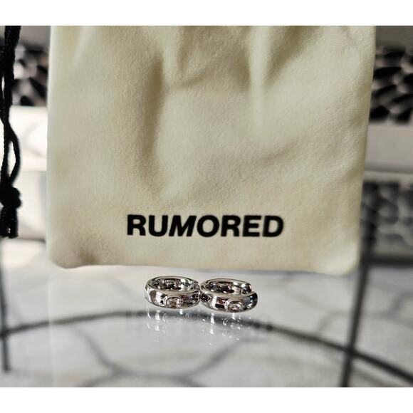 Rumored Small Silver Rhinestone Hoop Earrings New - Picture 5 of 6